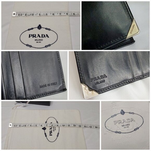 'PRADA' LEATHER WALLET COMPLETE GIFT SET BOX, DUST BAG, RIBBON & TISSUE - Picture 10 of 16